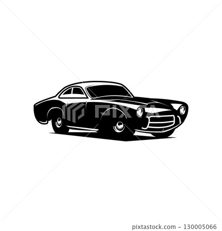 Classic car emblem badge logo vector illustration isolated on white background side view. Recommended for logos, sticker designs. Classic car emblem badge logo vector illustration isolated on white background side view. Recommended for logos, sticker designs. 130005066