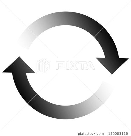 Two rotating arrows, loop, reload, circle, black gradient, single Two rotating arrows, loop, reload, circle, black gradient, single 130005116
