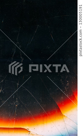 Dust scratches overlay. Blur smashed glass. Cracked black plastic sheet abstract background. Dark gray damaged old screen glowing texture. 130005191