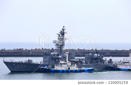 With the escort ship that came into port 130005259