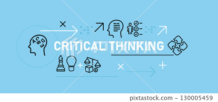 Critical thinking decision making and mental agility banner illustration of thought process conveys analyzing and evaluating information to form a reasoned judgment intellectual judgement Critical thinking decision making and mental agility banner illustration of thought process conveys analyzing and evaluating information to form a reasoned judgment intellectual judgement 130005459