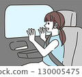 A scene where a girl looks out the car window and smiles 130005475