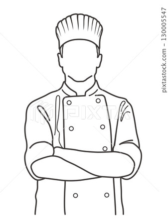 Vector line drawing illustration of a chef with his arms crossed 130005547
