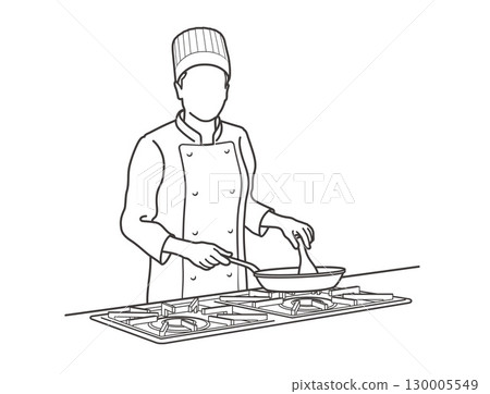 Vector line drawing illustration of a chef... - Stock Illustration ...