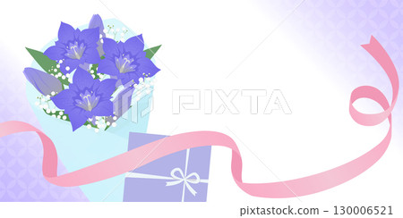 敬老日龍膽花束橫幅背景_向量插圖 130006521