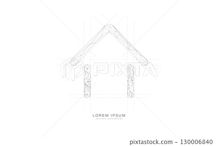 Abstract low poly polygon wireframe house logo with futuristic hi technology concept Abstract low poly polygon wireframe house logo with futuristic hi technology concept 130006840