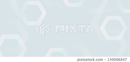 Minimalist abstract background with hexagon lines and soft gradients in light tones 130006847