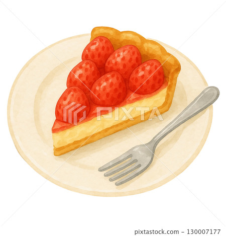 [Tart] Illustration of a cut strawberry tart 130007177