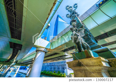Tokyo cityscape, Japan, August 21st. Overlooking the redevelopment projects in Nihonbashi and Nihonbashi 1-chome. A new era... 130007217