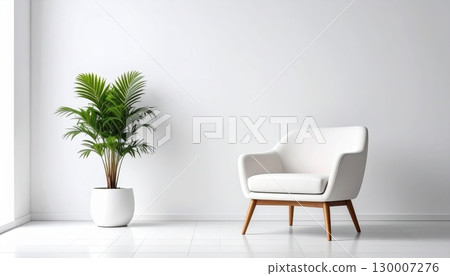 AI Image: A simple white room with a chair 130007276