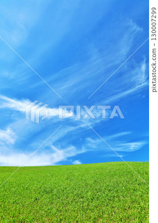 Autumn blue sky and beautiful grassland scenery 130007299