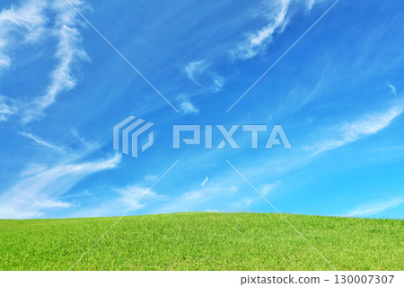 Autumn blue sky and beautiful grassland scenery Autumn blue sky and beautiful grassland scenery 130007307