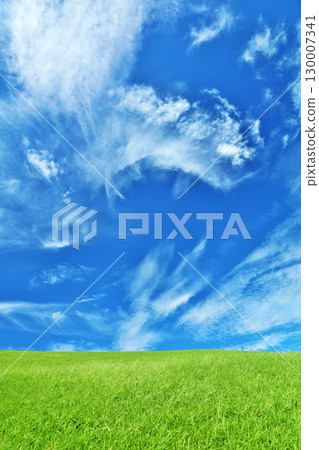 Autumn blue sky and beautiful grassland scenery Autumn blue sky and beautiful grassland scenery 130007341