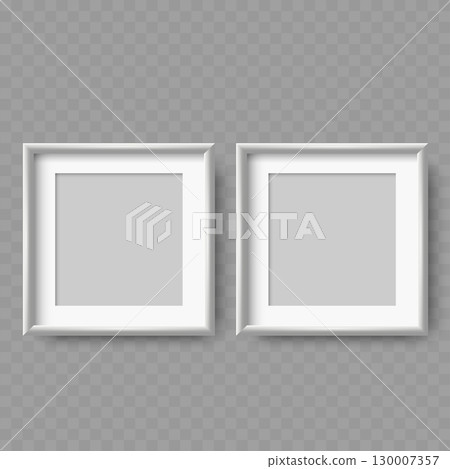 Set of Two White Blank Square Frames Mockup. Realistic. Vector 130007357