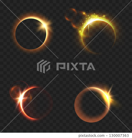 Solar Eclipse Moon Sun Light Effects Set. Abstract Overlay. Vector Solar Eclipse Moon Sun Light Effects Set. Abstract Overlay. Vector 130007363