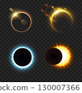 Solar Eclipse Moon Sun Light Effects Set. Abstract Overlay. Vector 130007366