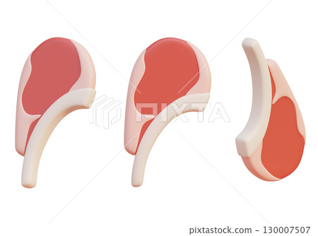 Cartoon style tomahawk steak Ribeye meat 3D Icon Graphic Cartoon style tomahawk steak Ribeye meat 3D Icon Graphic 130007507