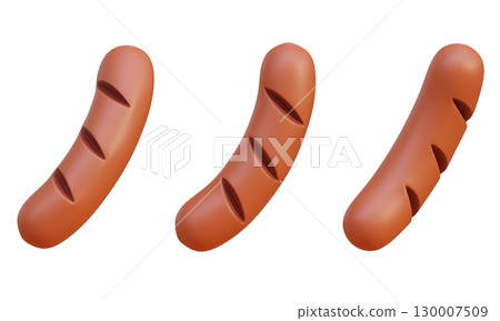 Cartoon style grilled sausage 3D Icon Graphic Cartoon style grilled sausage 3D Icon Graphic 130007509
