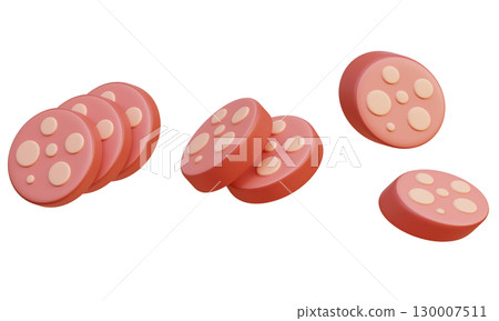 Cartoon style sausage cross section 3D Icon Graphic 130007511