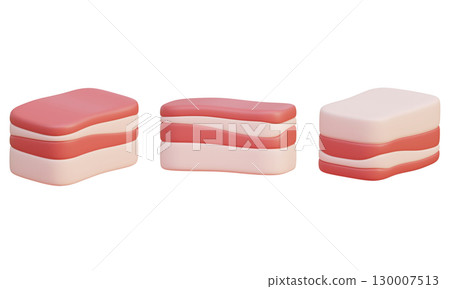 cartoon style Pork belly meat 3D Icon Graphic 130007513