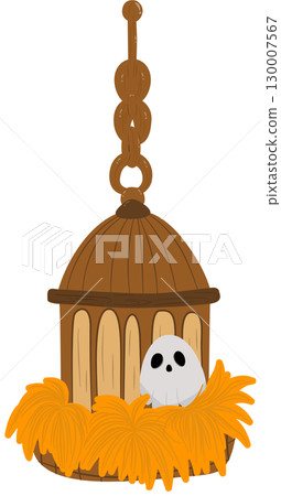 Cute decorations for the little ghost house on Halloween night Cute decorations for the little ghost house on Halloween night 130007567