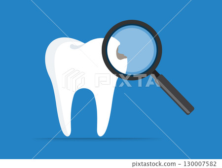 Dental examination with magnifying glass stock illustration Dental examination with magnifying glass stock illustration 130007582