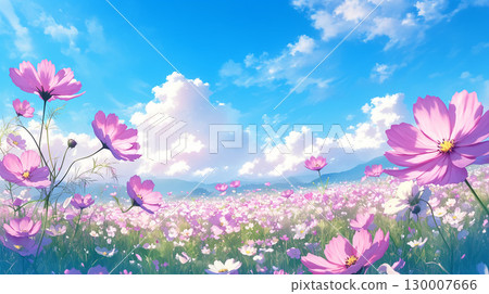 Cosmos flower background illustration Generative AI 130007666