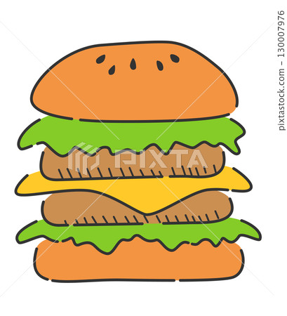 手繪漢堡插圖向量 130007976