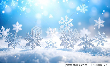 AI Image: Winter background with falling snowflakes 130008174