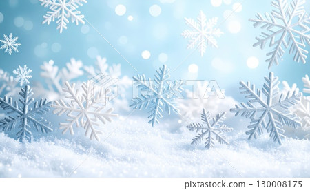 AI Image: Winter background with falling snowflakes 130008175