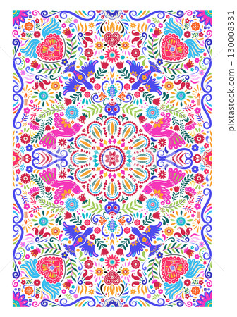 Bright Mexican Folk Floral Mandala Bright Mexican Folk Floral Mandala 130008331