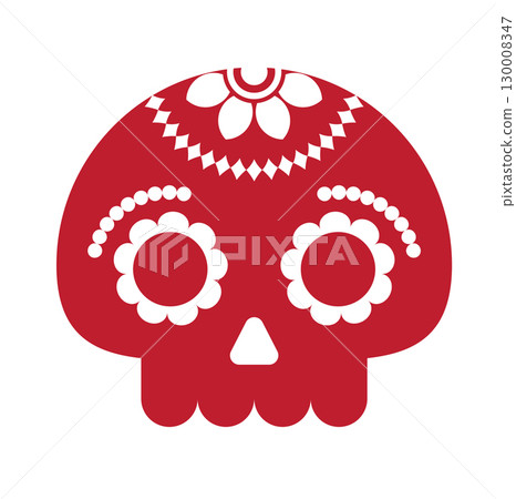 Red Sugar Skull Vector Icon 130008347