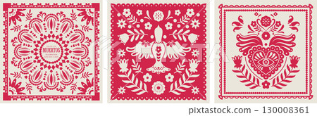 Dia Muertos Folk Pattern Set 130008361