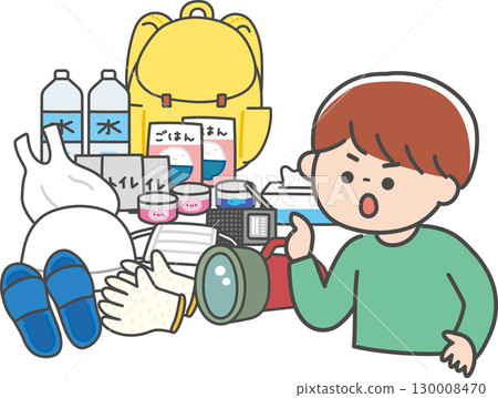 一名男子正在檢查他的緊急包 130008470