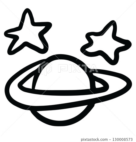Hand drawn outlines of planet and stars for decoration, cute elements, love sign, learning materials, kids and children, stickers, cartoon character, patch, brooch, shirt print, galaxy 130008573