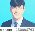 微笑的商人肖像頭像插圖 130008793
