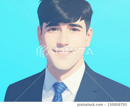 微笑的商人肖像頭像插圖 130008793