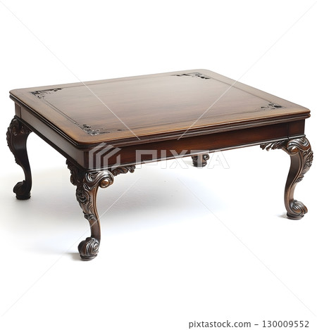 Wooden table with a carved design on the top Wooden table with a carved design on the top 130009552