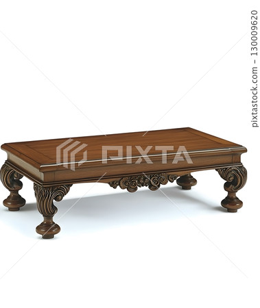 Wooden coffee table with a floral design 130009620