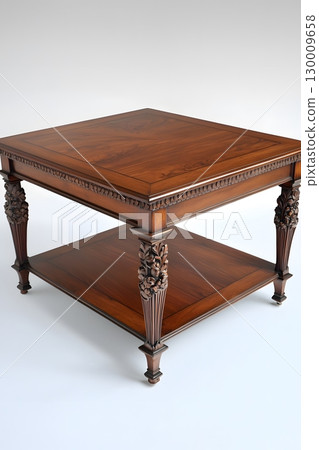 Wooden table with a shelf underneath it 130009658