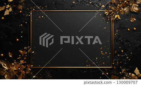 Black background and gold beautiful frame Black background and gold beautiful frame 130009707