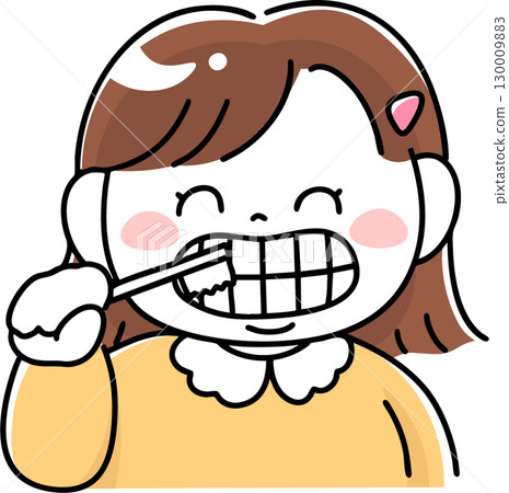 肥胖女孩刷牙的上半身 130009883