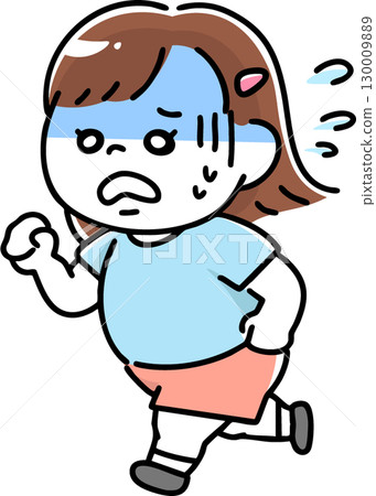肥胖女孩慢跑累了 130009889
