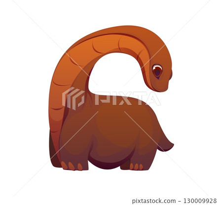 Number six math symbol as funny cartoon dinosaur animal character. Cute abc for children mathematics learning and counting games. Kids alphabet, dino zoo mascot font, children typeface, letter type 130009928