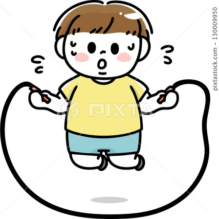 Obese boy jumping rope with all his might Obese boy jumping rope with all his might 130009950