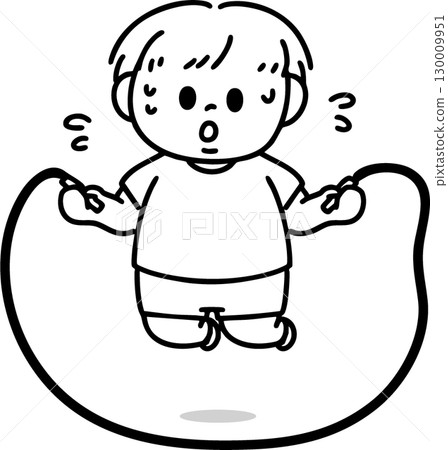 肥胖男孩拼命跳繩(線條畫) 肥胖男孩拼命跳繩(線條畫) 130009951