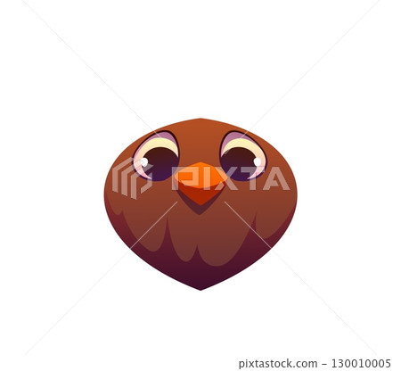 Kids animal alphabet punctuation comma symbol as funny feathered bird character with big eyes. Zoo mascot font, children typeface glyph, type. Cartoon cute abc typographic sign for children education 130010005