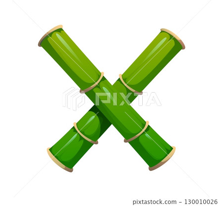 Asian nature bamboo plant font letter X. Tropical forest plant English alphabet typeface sign, garden tree isolated cartoon vector kids ABC typeset symbol. Asian forest bamboo and eco type element Asian nature bamboo plant font letter X. Tropical forest plant English alphabet typeface sign, garden tree isolated cartoon vector kids ABC typeset symbol. Asian forest bamboo and eco type element 130010026