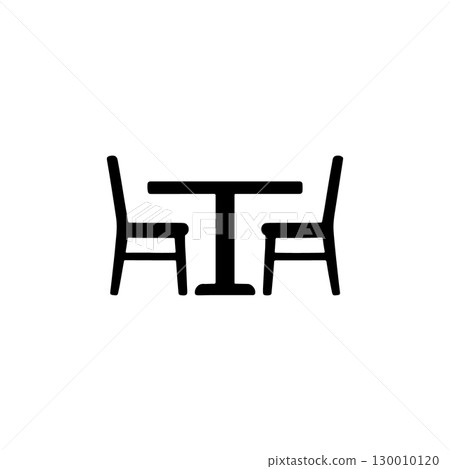 silhouette of dining table with two chairs facing each other on white background silhouette of dining table with two chairs facing each other on white background 130010120