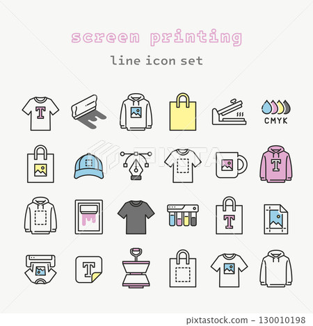 clothing screen printing icon Set 130010198